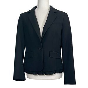 Ann Taylor Loft Black Blazer with Ruffled Hem